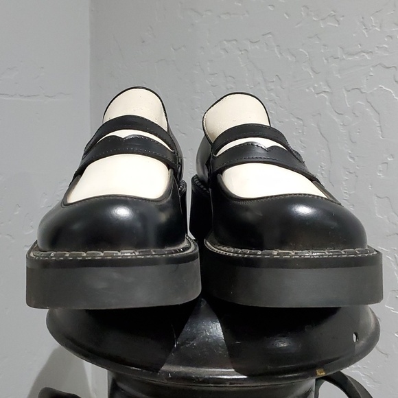 VINTAGE TATTOO ROBERT WAYNE CHUNKY PENNY LOAFERS BLACK WHITE SIZE 8 M main image 8